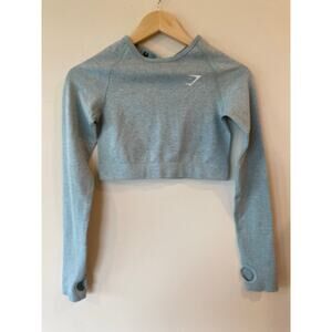 Gymshark Vital Seamless 2.0 Crop Top Light Green  Marl Women's Medium Activewear